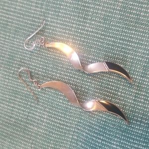 VTG MODERN 925/ ONYX DANGLING EARRINGS~ 3" LONG!!